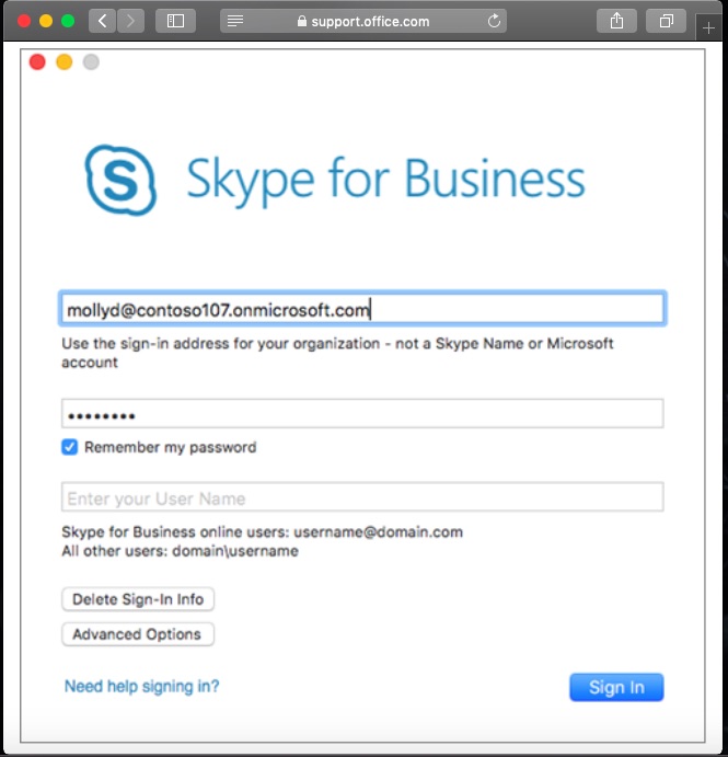 office 365 skype for business mac